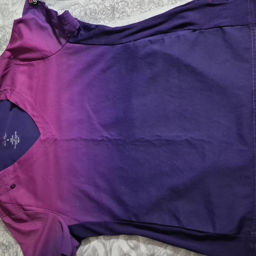 Purple and Pink Ombre V-Neck Scrub Top Short Sleeve KOI